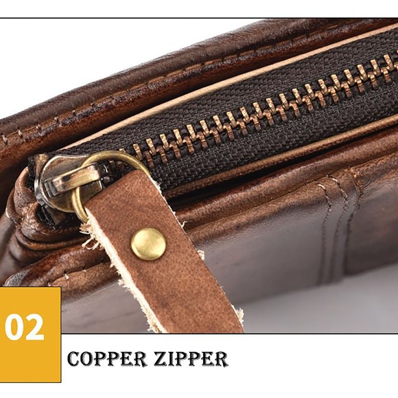 RSWSP Vintage Men's Genuine Leather Long Wallet w/ Detachable Zipper Pocket - Picture 11 of 13